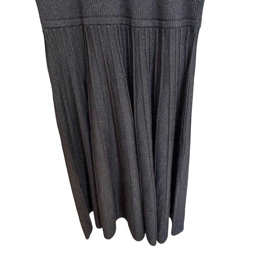 NWT Draper James Black Long Sleeve Metallic Pleated Sweater Dress L K3224SWR - Picture 5 of 8